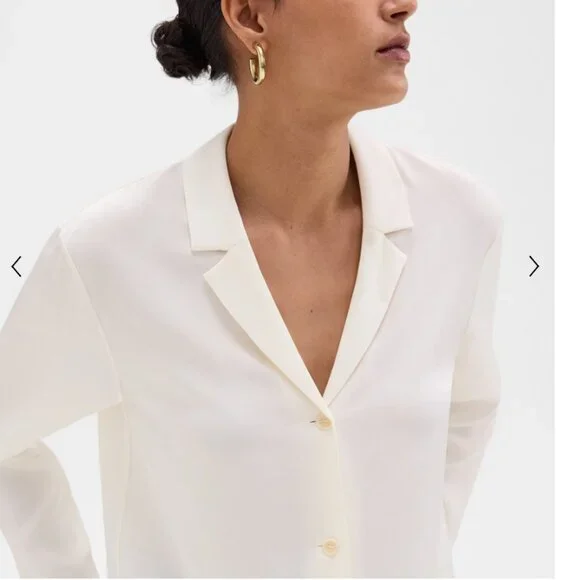 NWT Theory Silk Notched Lapel Collar Blouse Shirt - Picture 4 of 8